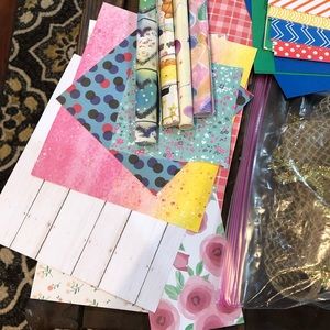 Scrapbooking card making craft supplies paper cardstock ribbon 5 pounds vintage